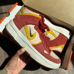 Nike Dunk High Up "Cinnabar" Women's Shoes Red-Gold